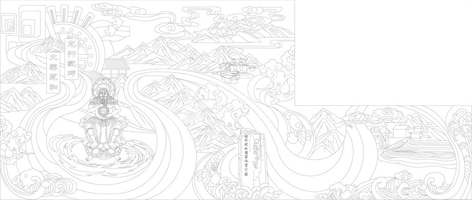 山水風景浮雕雕塑原創(chuàng)手繪設(shè)計稿